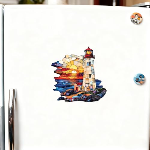 Imán decorativo acrílico faro arcoíris 3.15 pulg miniatura 1