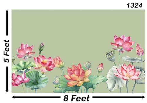 Image of Backdropon Colourful Flowers Backdrops Nature Backdrop Curtain Cloth Birthday Background Seamless Photo Booth Prop Backdrop Size 5Feet Height & 8Feet Width(5 * 8)
