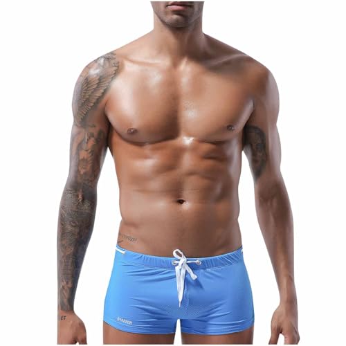 Square Cut Swimsuit Men Sexy Swim Briefs Beach Bikini Sport Swimwear Low Wasit Shorts Pants with Drawstring Beach - Main Image