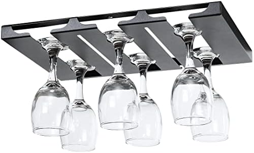 Wine Glass Rack,Wine Glass Holder for Mounting Under the Shelf, Stemware Rack for Bar,Kitchen Cabinet (3 Rows)