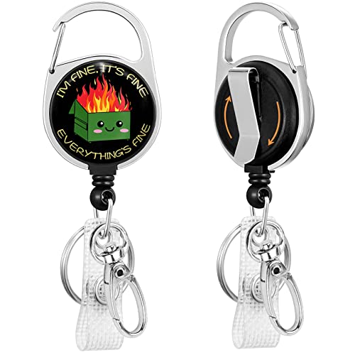 Gctriki Dumpster on Fire Retractable Badge Reel, Funny Badge Holder Clip