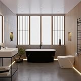 ANZZI 55 Inch Acrylic Freestanding Bathtub In Glossy White | Chand Pre-plumbed Solid Deep Soaker Tub With Built In Overflow And Drain | Soaking Stand Alone Tub 72 Gallons Capacity | FT-AZ098-55BK