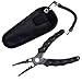 Fishing Pliers, Stainless Steel Fishing Tools, Saltwater Resistant Fishing Gear, Tungsten Carbide Cutters, Split Ring Pliers, Hook Remover with Coiled Lanyard and Sheath (Black B - 6
