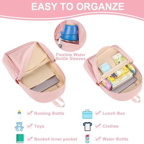 Image of LOIDOU Backpack for Girls School Backpacks Bookbags for Elementary Middle School Women Laptop Backpacks (Solid Pink, L-17)