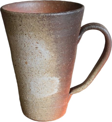 まるいち本店 信楽焼 ビアジョッキ ソリ型マグカップ 630ml(火色刷毛目)