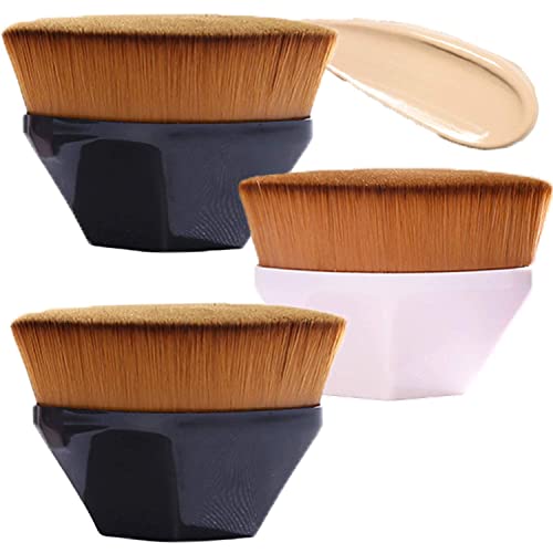 LABOTA 3 pièces Foundation Brush Pinceau De Maquillage De Base En Forme De Pétale,Pour Mélanger Liquide, Crème, Correcteur Premium(2Noir +1 Rose)