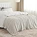 Bedsure Sherpa Fleece Blankets Queen Size for Bed - Thick and Warm, Soft Fuzzy Plush Queen Blanket for Winter, Linen, 90x90 Inches