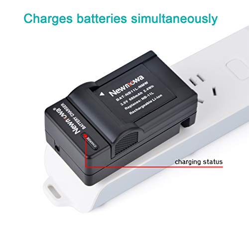 Newmowa Nb-11L/Nb-11Lh Replacement Battery (2-Pack) And Charger Kit For Canon Nb-11L/Nb-11Lh And Canon Powershot A2300 Is, A2400 Is, A2500, A2600, A3400 Is, A3500 Is, A4000 Is, Elph 110 Hs,Elph 115 Hs #TOP2