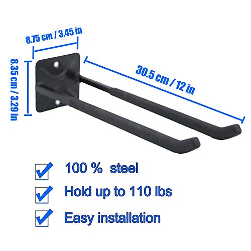 Ultrawall Wall Mounted Hanger Garden Tool Storage Organizer, Garage Hooks for Snow Board Hook Tire Rack, 2 Pack