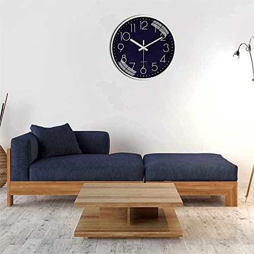 Image of TEKCOOL Plastic Digital Wall Clock 12 inch Silent Quartz Decorative Non-Ticking Classic Clock Battery Operated Round Easy to Read for Room /Home /Kitchen /Bedroom /Office /School- (Navyblue);