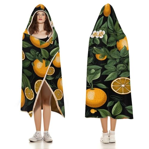 Cape à capuche imprimé oranges vêtement de nuit voyage et bureau