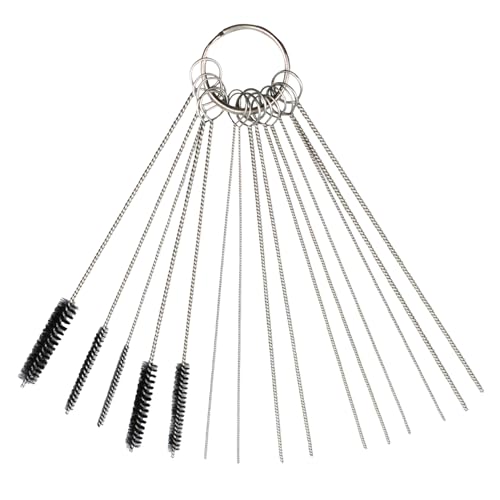 Limpiador de carburador de carbono para eliminar la suciedad, herramienta de carburador de motocicleta, kit de acero inoxidable, con 5 cepillos y 10 agujas de limpieza para motor fuera de borda, ATV