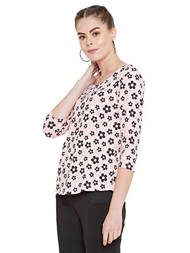 Image of GRITSTONES Women 3 /4 Sleeves Flower Printed Boat Neck Top