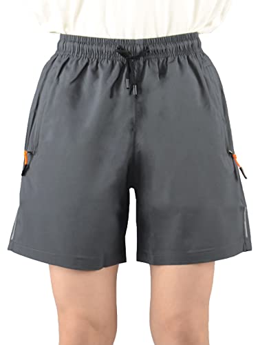 Natust Boys Loose Fit Athletic Shorts With Zipper Pockets Boys' Quick Dry Running Shorts Summer Elastic Waist Classic Shorts For Kids Grey 14-15 Years #TOP1