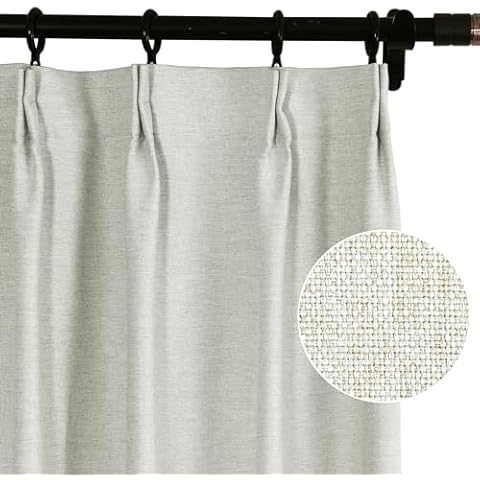 Fcosie Custom Made Curtain Natural Linen Blend Drape for Bedroom Living Room, Blackout or Room Darkening Drapery, Linen Textured Window Panel, 8 Header Styles, 19 Colors Choosing Cover