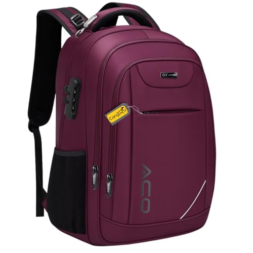 Mochila Notebook Masculina Feminina Capa de Chuva Escolar Faculdade Viagens Bolso Antifurto Cadeado Saída USB Resistente a água Reforçada (Vinho)