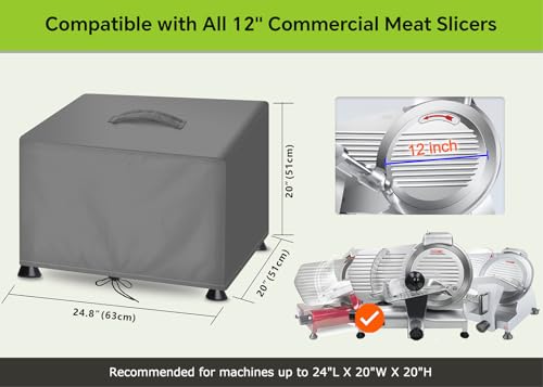 Image of Meat Slicer Dust Cover for 12 inch Commercial Slicers, 24 inch L x 20 inch W x 20 inch H, Compatible with KWS, VEVOR, LEM, and All Table Top Electric Slicer with 12 inch Blade - XL, Grey