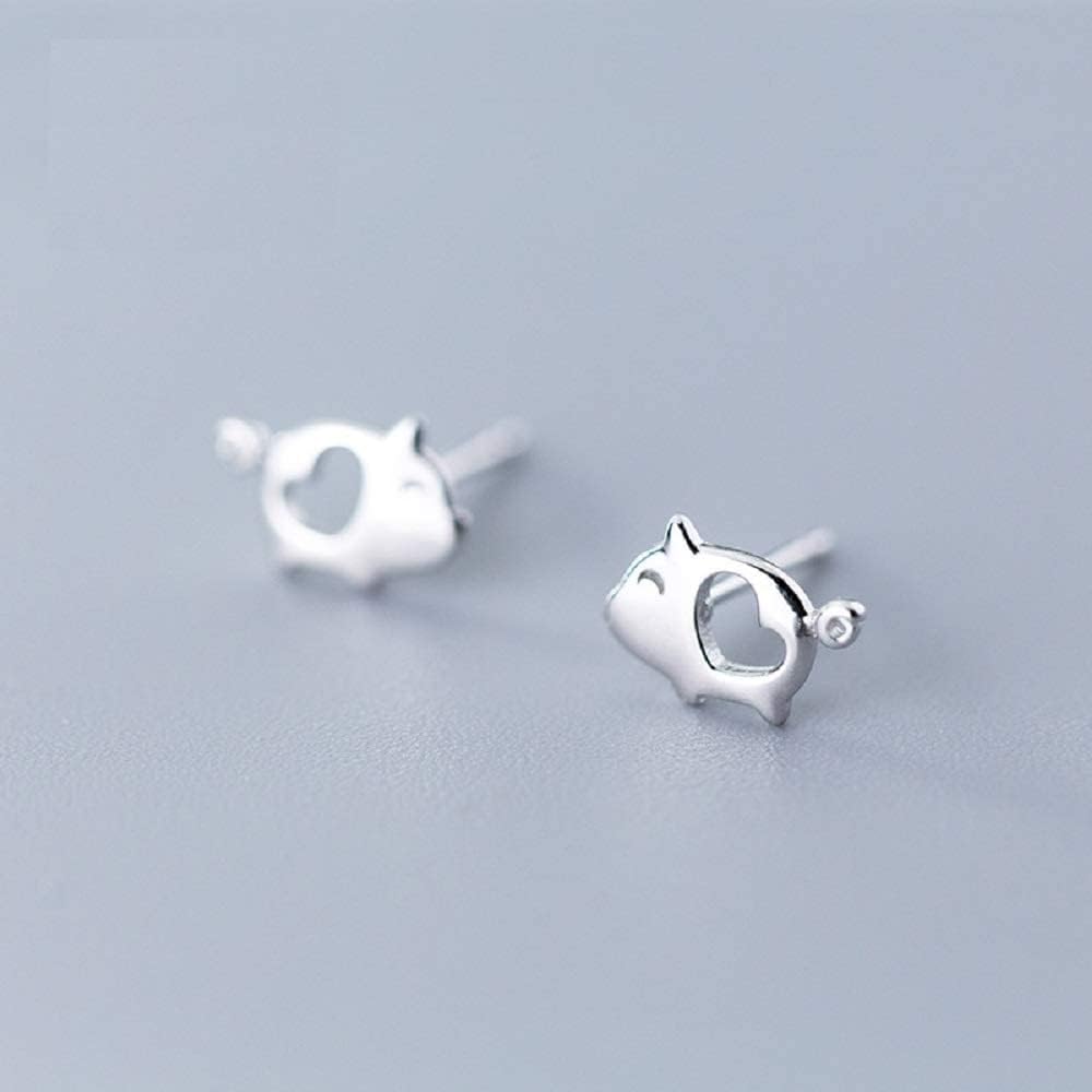 Love Heart Cute Pig Sterling Silver Studs Earrings for Women Sensitive Ears Tiny Luck Post - Image 5