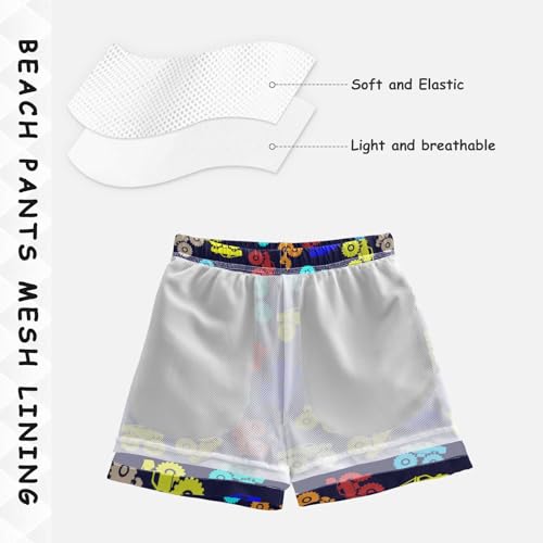 Boys Swim Trunks Colorful Monster Truck Beach Board Shorts Quick Dry Swimsuit Bathing Suits with Mesh Lining4