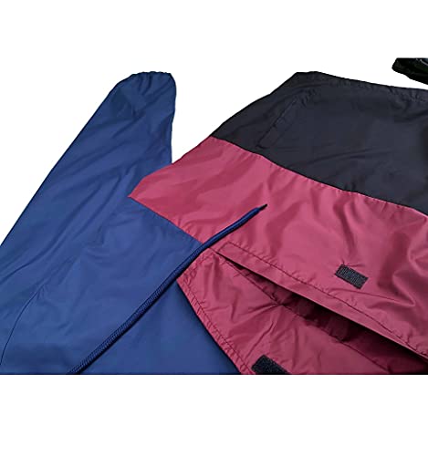 Royal Threads Canada Men’s 2-Piece Quarter Zip Pullover Windbreaker Tracksuit Jogger Sports Mesh Lined Outfit, Navy-Maroon-Black, X-Large #TOP3