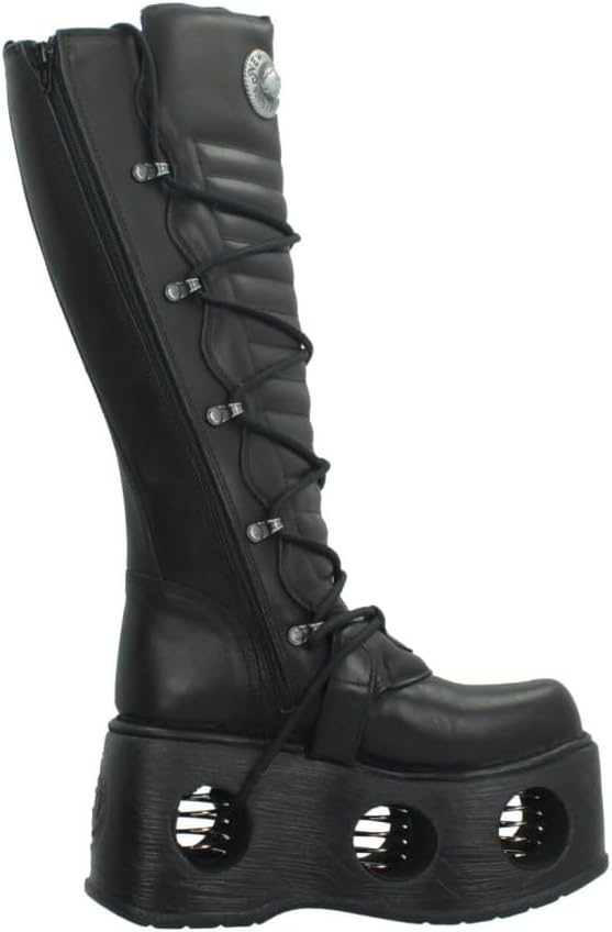 New Rock Black Leather Boots