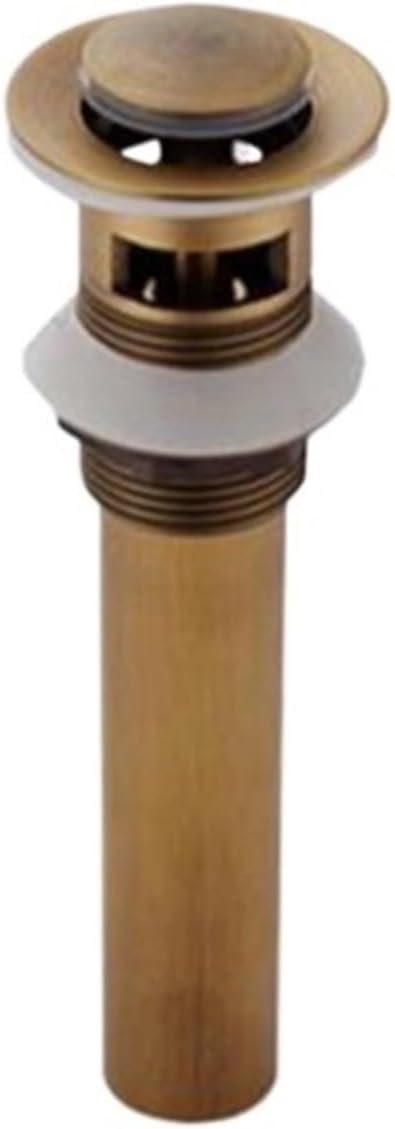 Piletta di Scarico a Scomparsa in Ottone per lavabo da Bagno Coperchio Rotondo Intagliato, Troppo Pieno, Elegante e per Personalizzare Il Tuo Arredamento