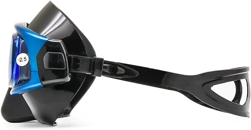 Farsighted/ Nearsighted Swimming Goggles/Glasses & Dive Masks UV Protection (Blue Diving Mask, +5.0 Plus)