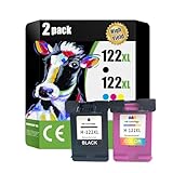 Replacement for HP 122XL 122 XL Ink Cartridge Combination Pack for HP DeskJet 3050 3050A 2050 3000 1510 1010 1050 2000 Printer, 2 Pack (BK, Tri-Color)