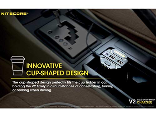 Miniatura 6 de Nitecore V2 Pro Auto Lader Aa Met Led Indicator Usb Lader Voor Mobiele Telefonos Negro