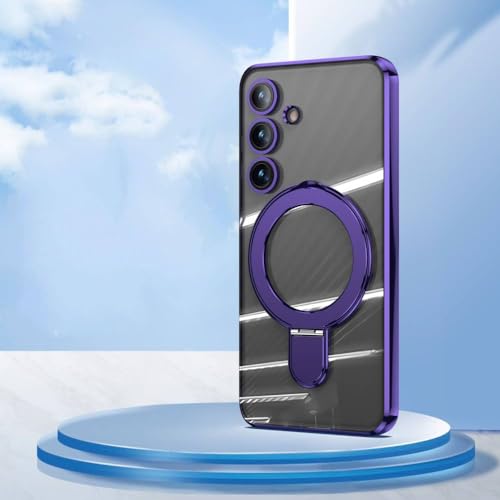 Coque Samsung S24 Ultra violette avec anneau magnétique et support TPU antichoc