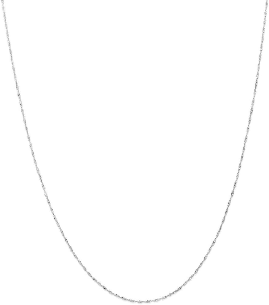IceCarats 14K Solid White Gold 1mm Dainty Singapore Chain Necklace Polished