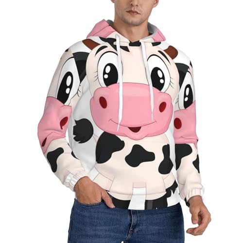 Sweat à capuche homme polyester EdWal pull imprimé vache avec poche kangourou