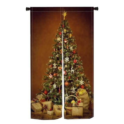 のれん Qinunipoto クリスマス ツリー Christmas tree 暖簾 シンプル風 幅85cm丈150cm インテリア 出入り口 目隠し おしゃれ すだれ 遮光 部屋 間仕切りカーテン 門カーテン ポリエステル製 オーダー可 簡単取付 四季兼