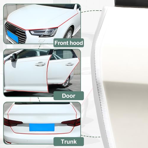 Image of Osilly Car Door Protector Edge Guards, 33Ft Anti Collision U Shaped Automobile Door Seal Protector, No Glue Vehicle Exterior Edge Trim Protective Strip Accessories, Universal Fit (White)