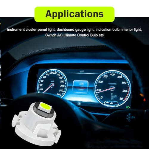 Image of 10 PCS Car T4.2 LED Bulbs, 12 V 3030 SMD High Brightness Dashboard Indicator Light, Plug and Play Wide Angle HVAC Climate Control Bulb, Interior Lighting Replacement for Car (Blue)