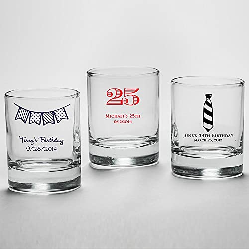 Kate Aspen Personalized 2 Oz. Shot Glass/Votive Holder - 36Pcs/Navy - Drinking Glass And Diy Favor Decor For Milestone Birthday Party With Customized Designs Text Lines #TOP5