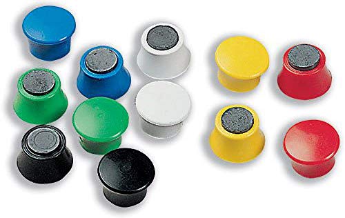 Marcadores imantados Nobo 1901102 de 18 mm con forma de chincheta y doce unidades multicolores