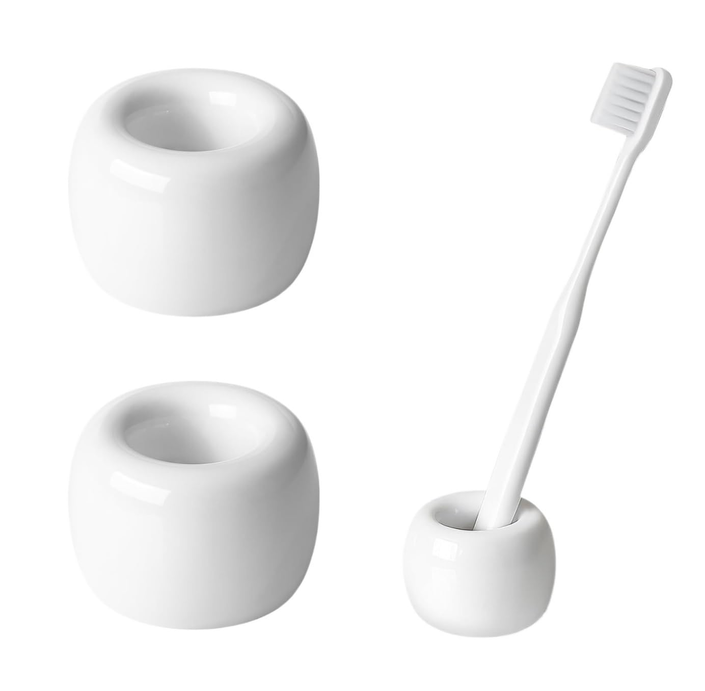 Bathroom Holder Ceramic Toothbrush Holder For Bathroom Countertop Organizer Stand Toothbrush Accessories(White)