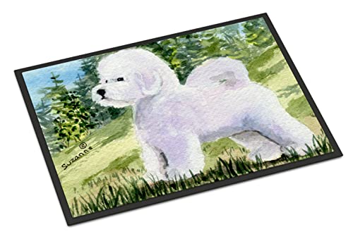 Caroline's Treasures SS8900JMAT Bichon Frise Doormat 24x36 Front Door Mat Indoor Outdoor Rugs for Entryway, Non Slip Washable Low Pile, 24H X 36W