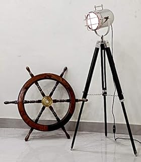 Beautiful Marine Decorative Designer Nautical Spot Searchlight Floor Lamp Black Tripod Xmas & New Year Gifts