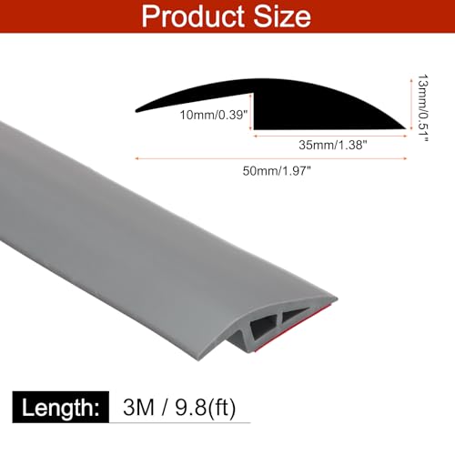 QUARKZMAN Bodenübergangsleiste Selbstklebend, 3m/9,8ft Laminat Türübergangsleisten Teppichkantenleiste für Teppichtüren zur Überbrückung von Bodenlücken Passend für 10mm Höhe, Grau