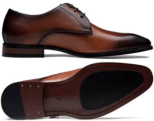 Image of Jousen Men's Dress Shoes Leather Wingtip Formal Business Oxford Shoes Brogue Retro Derby Dress Shoes for Men