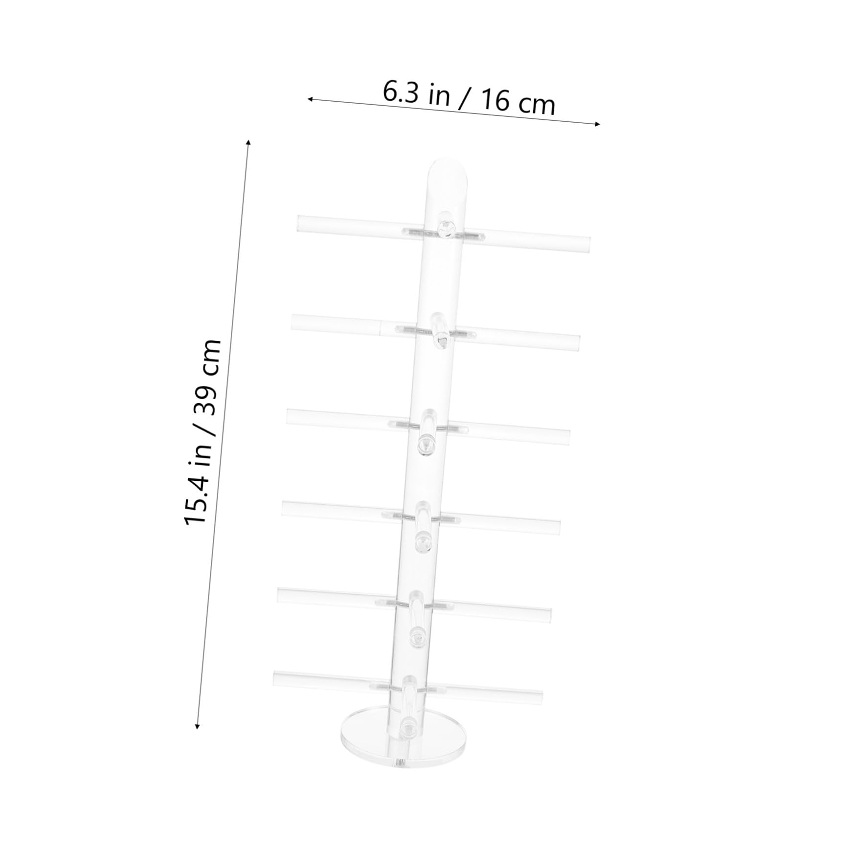 Espositore Porta Occhiali Da Sole in Acrilico 6 Strati Asta Da 25mm, Base Stabile Per Negozi e Esposizioni, Supporto Resistente e Smontabile Per Occhiali Da Lettura e Da Sole