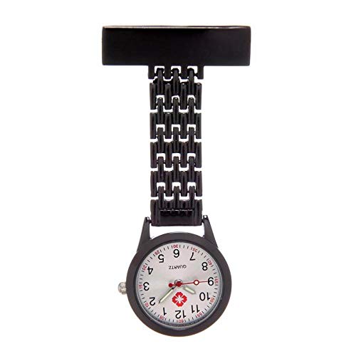 Preisvergleich Produktbild Cxypeng Unisex Taschenuhr Analog,Wasserdicht leuchtende Krankenschwestertisch medizinische Wanduhr Brustuhr Taschenuhr Stoppuhr-Black Shell B,FOB-Uhr Damen Taschenuhr