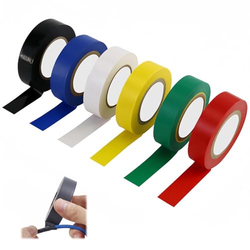 Isolierband Farbig Set, 6 Stück Isolierbands 16mm X 15m, Buntes Electrical Tape, Wasserdichtes Isolierband, Hitzebeständiges Flexibles Isolierbands zum Schutz, Bündeln und Reparieren von Kabeln