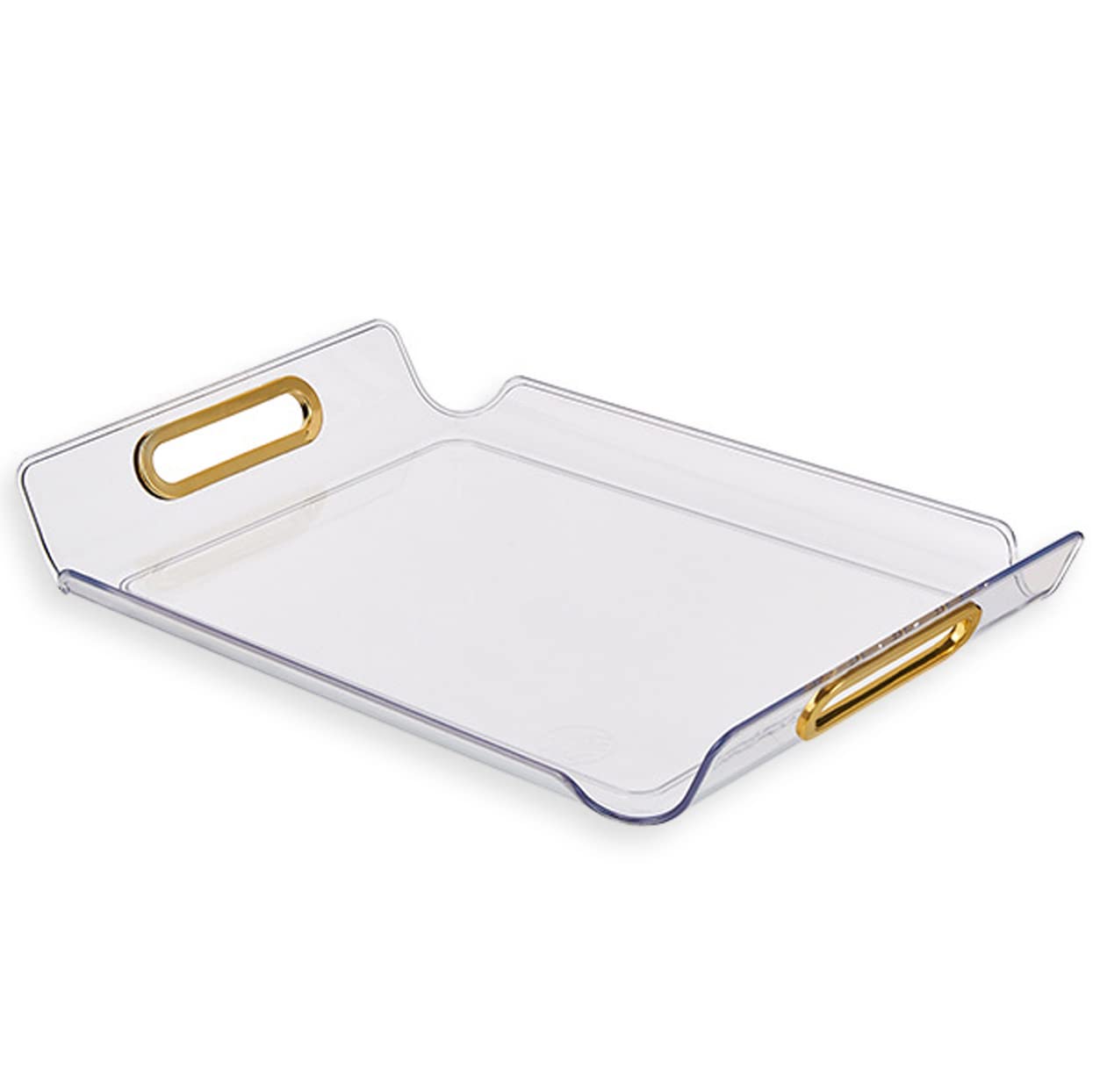 Serving Tray with Golden Handles, Acrylic Decorative Tray, rectangle Coffee Table Tray, Contemporary Decorative Table Tray, for Home, Restaurant, Table, Bar Drinks, Breakfast, Fruit (Clear)