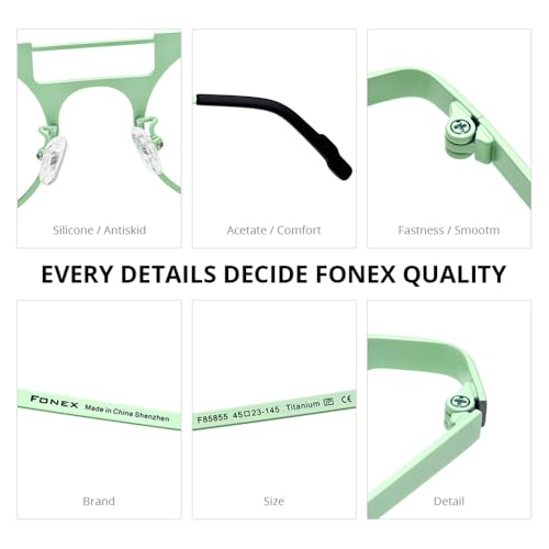 Image of FONEX Colorful Pure Titanium Glasses Frame Women Retro Round Eyeglasses F85782