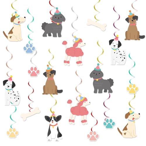 30pcs Vintage Dog Hanging Swirls Puppy Themed Hanging Swirls Decorations