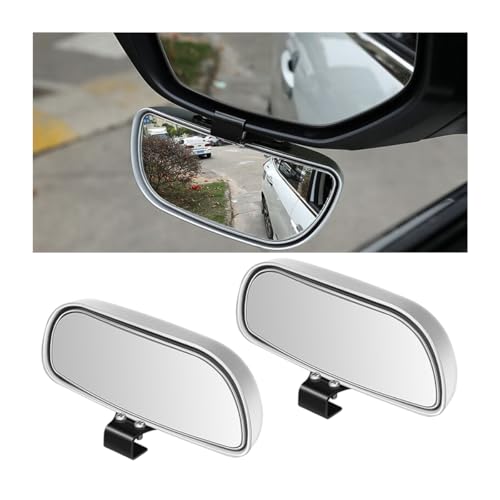 Mandark 2PCS Car Blind Spot Mirror, Rectangle HD Glass Convex Vehicle Rearview Mirror, Wide Angle Adjustible Auto Exterior Blindspot Side View Mirror, Universal for SUV, Sedan, Truck (Silver)