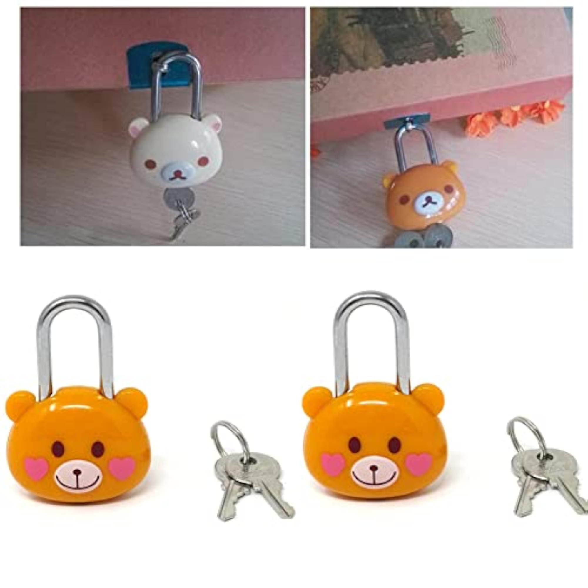 Cute Bear Lock Padlock with Keys, 2PCS
